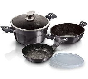 סט בישול נערם עם ציפוי שיש  – 5 חלקים Non-Stick